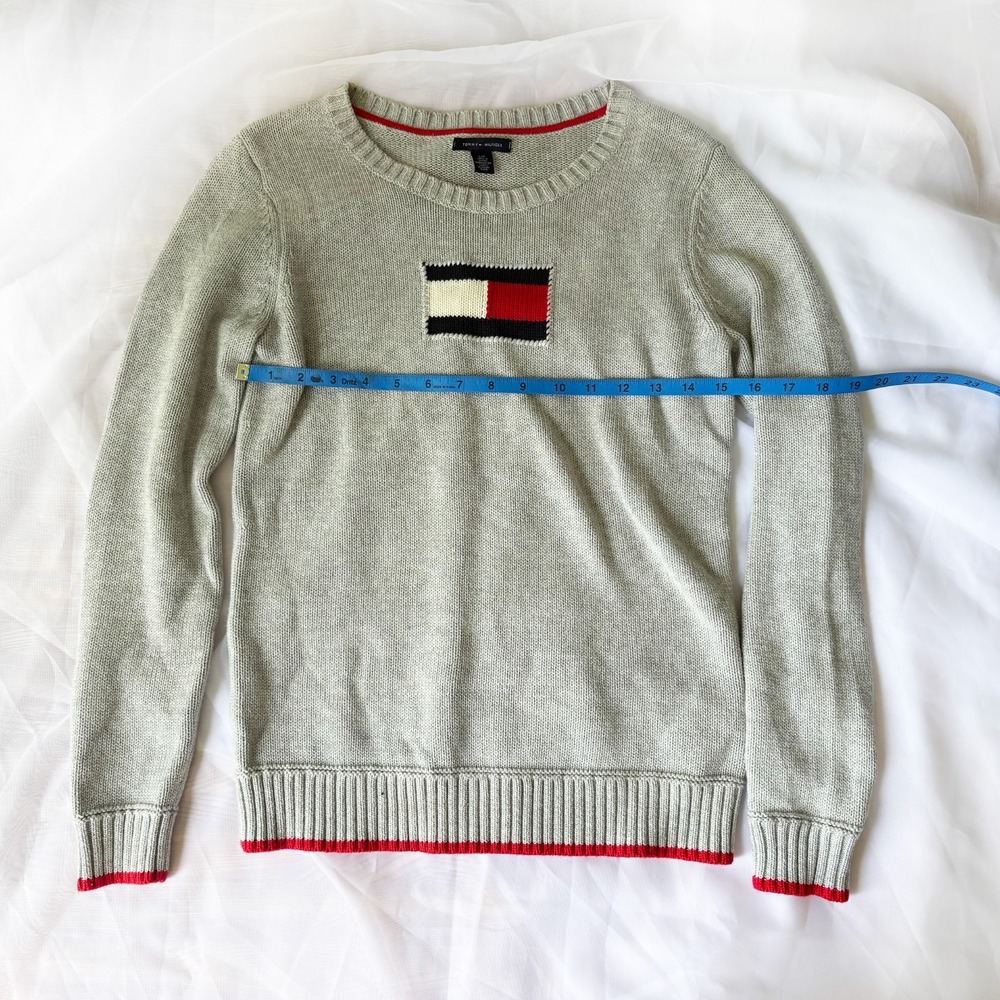 Tommy Hilfiger Womens S Grey Flag Logo Crewneck Sweater - Picture 5 of 5